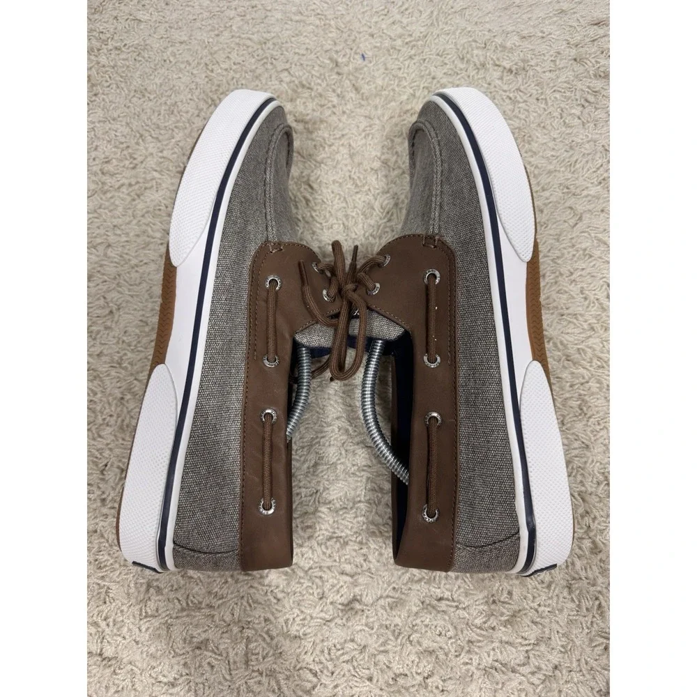 Sperry Top Sider Halyard Brown Canvas Lace Up Boat Shoes Mens 12 STS21489 Casual